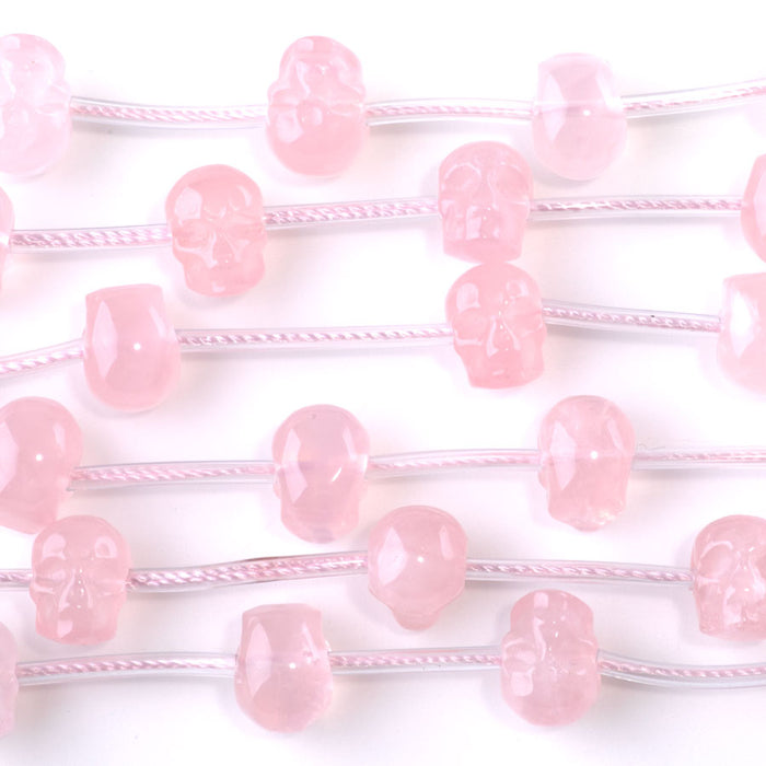 Rose Quartz 9x11mm Side Drill Skull - 15-16 Inch