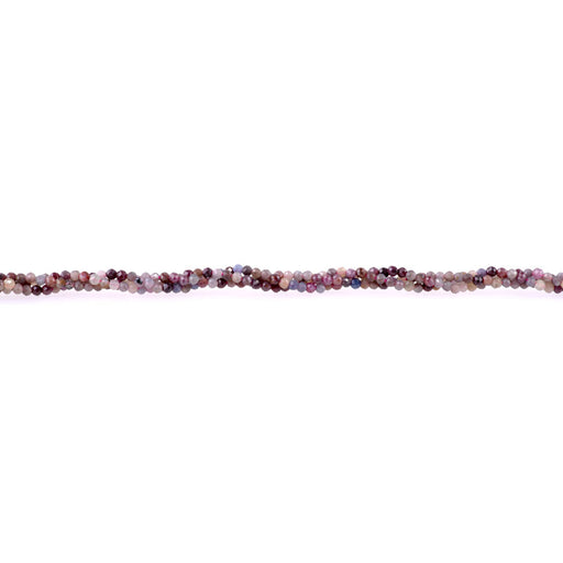 This is a Dakota Stones 2mm Ruby Sapphire Banded Gemstone strand with faceted round beads in 15-16 inch strand.