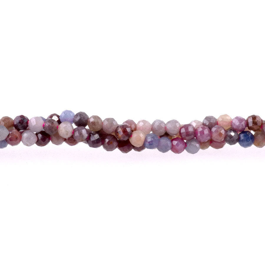Ruby and Sapphire 2mm Faceted Round Banded - 15-16 Inch