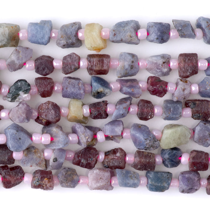 Ruby and Sapphire 6-8mm Rough Nugget A Grade - 15-16 Inch