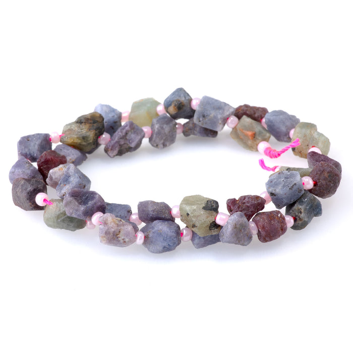 Ruby and Sapphire 8-11mm Rough Nugget A Grade - 15-16 Inch