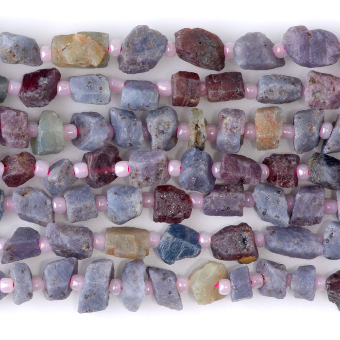 Ruby and Sapphire 8-11mm Rough Nugget A Grade - 15-16 Inch