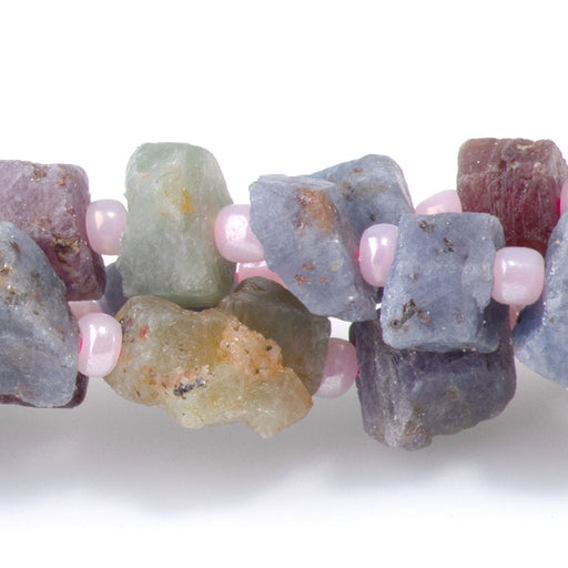 This is a Dakota Stones 8-11mm Ruby Sapphire Gemstone strand with A grade rough nugget beads in 15-16 inch strand.
