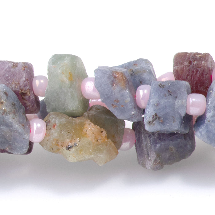 Ruby and Sapphire 8-11mm Rough Nugget A Grade - 15-16 Inch