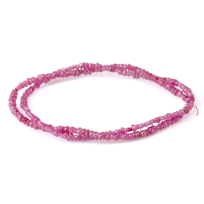 Ruby (Dyed) 2x3mm Faceted Irregular Rondelle Beads - 15-16 Inch