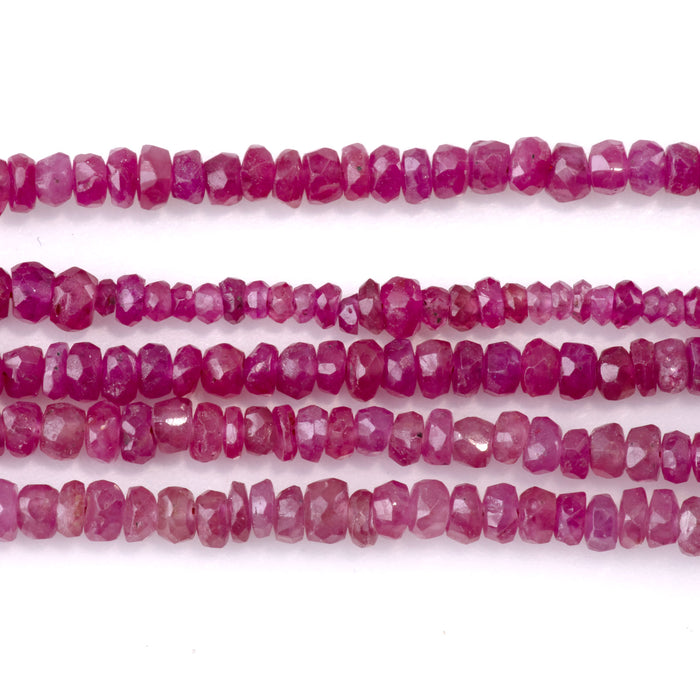 Ruby (Dyed) 2x3mm Faceted Irregular Rondelle Beads - 15-16 Inch