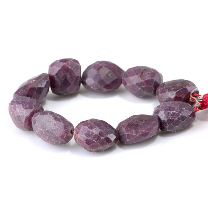 Ruby 10-18x14-20mm Dyed Faceted Irregular Nugget Beads - 7-8 Inch