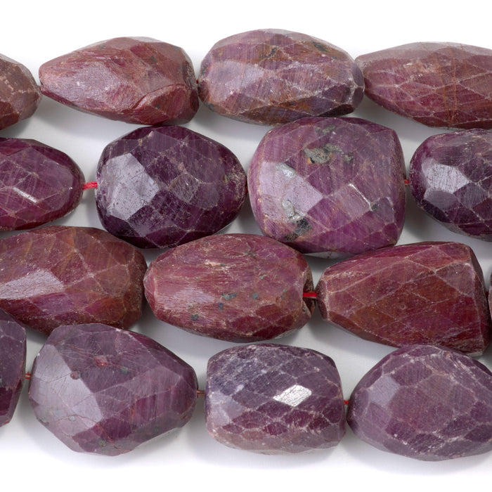 Ruby 10-18x14-20mm Dyed Faceted Irregular Nugget Beads - 7-8 Inch