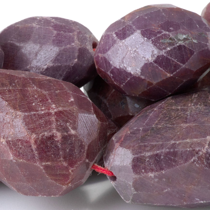 Ruby 10-18x14-20mm Dyed Faceted Irregular Nugget Beads - 7-8 Inch