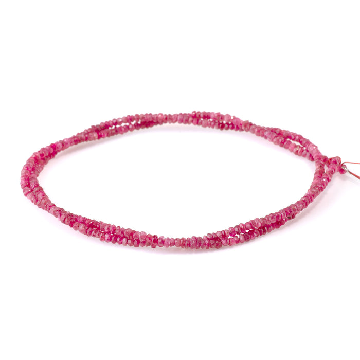Ruby (Dyed) 1x2mm Faceted Irregular Rondelle Beads - 15-16 Inch