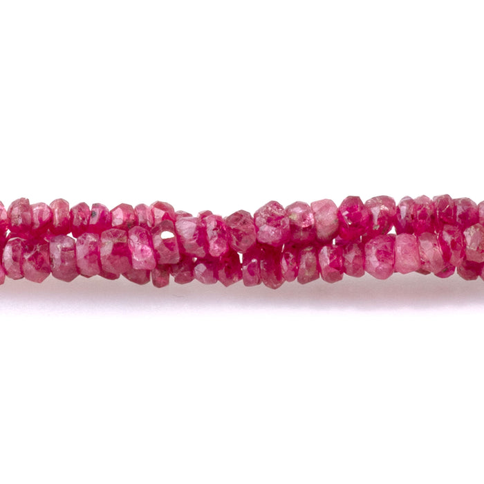 Ruby (Dyed) 1x2mm Faceted Irregular Rondelle Beads - 15-16 Inch