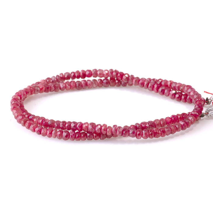 Ruby 2-3x3-4mm Dyed Faceted Irregular Rondelle Beads - 15-16 Inch