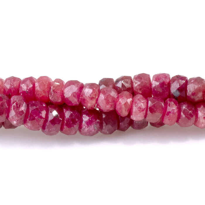 Ruby 2-3x3-4mm Dyed Faceted Irregular Rondelle Beads - 15-16 Inch