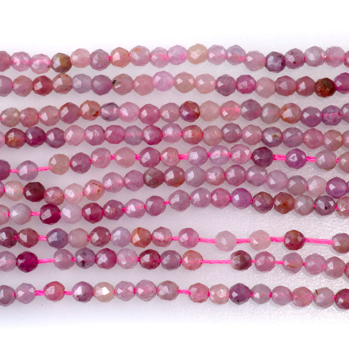 Ruby 2mm Faceted Round AA Grade - 15-16 Inch