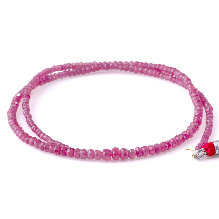 Ruby 3-4mm Faceted Rondelle - 15-16 Inch