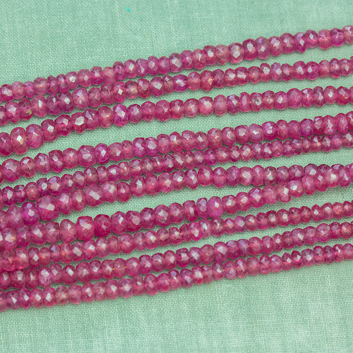 Ruby 3-4mm Faceted Rondelle - 15-16 Inch