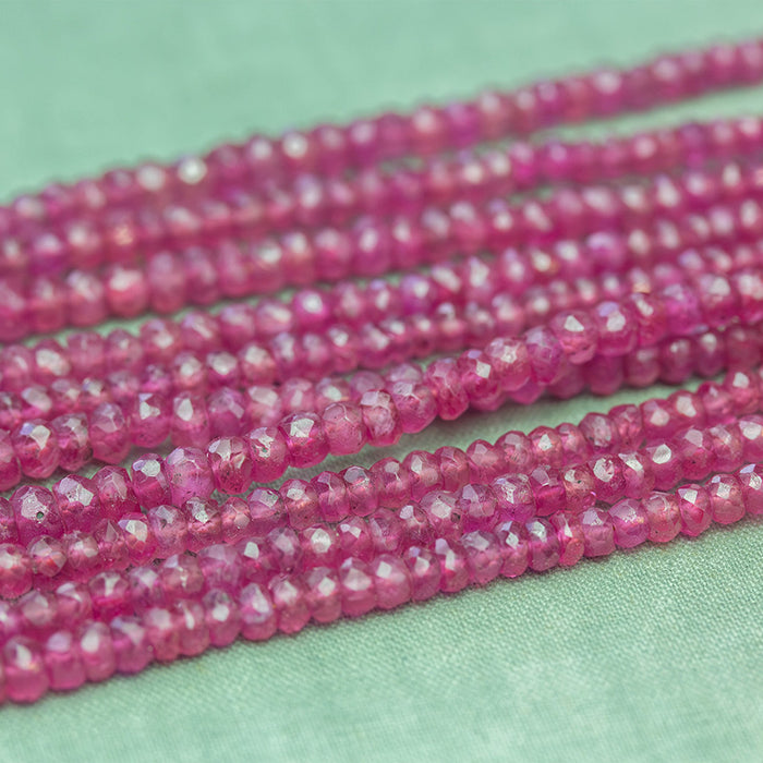 Ruby 3-4mm Faceted Rondelle - 15-16 Inch