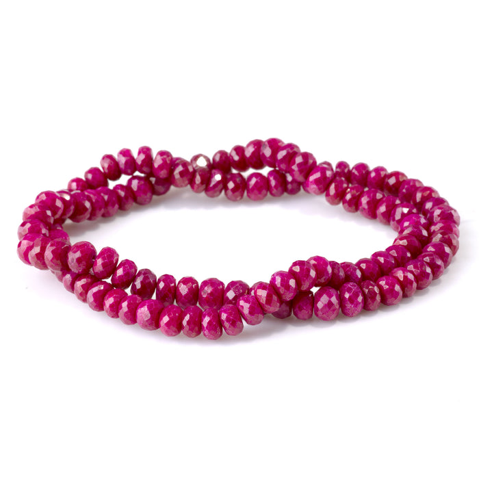 Ruby 3-5x5-7mm (Dyed) Pink Faceted Irregular Rondelle Beads - 15-16 Inch