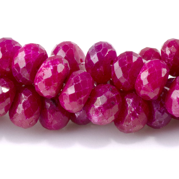 Ruby 3-5x5-7mm (Dyed) Pink Faceted Irregular Rondelle Beads - 15-16 Inch