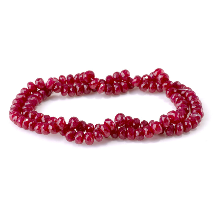 Ruby 3-5x5-7mm (Dyed) Red Faceted Irregular Rondelle Beads - 15-16 Inch