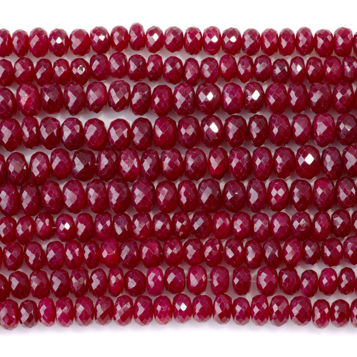 Ruby 3-5x5-7mm (Dyed) Red Faceted Irregular Rondelle Beads - 15-16 Inch