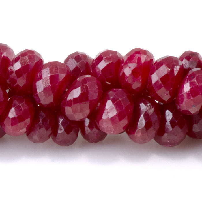 Ruby 3-5x5-7mm (Dyed) Red Faceted Irregular Rondelle Beads - 15-16 Inch