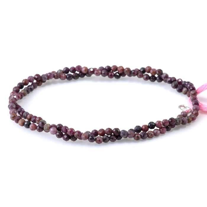 Ruby 3mm Faceted Round - 15 Inch