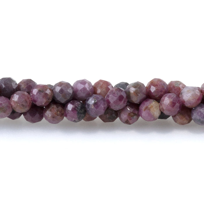 Ruby 3mm Faceted Round - 15 Inch