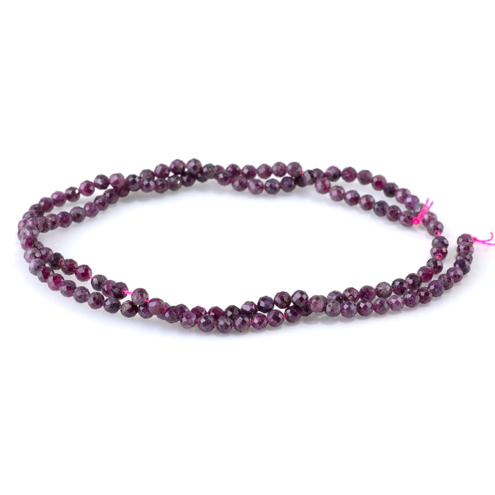 Ruby (Heated) 3mm Faceted Round - 15-16 Inch