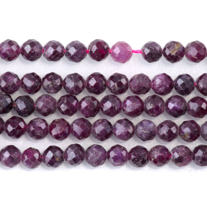 Ruby (Heated) 3mm Faceted Round - 15-16 Inch