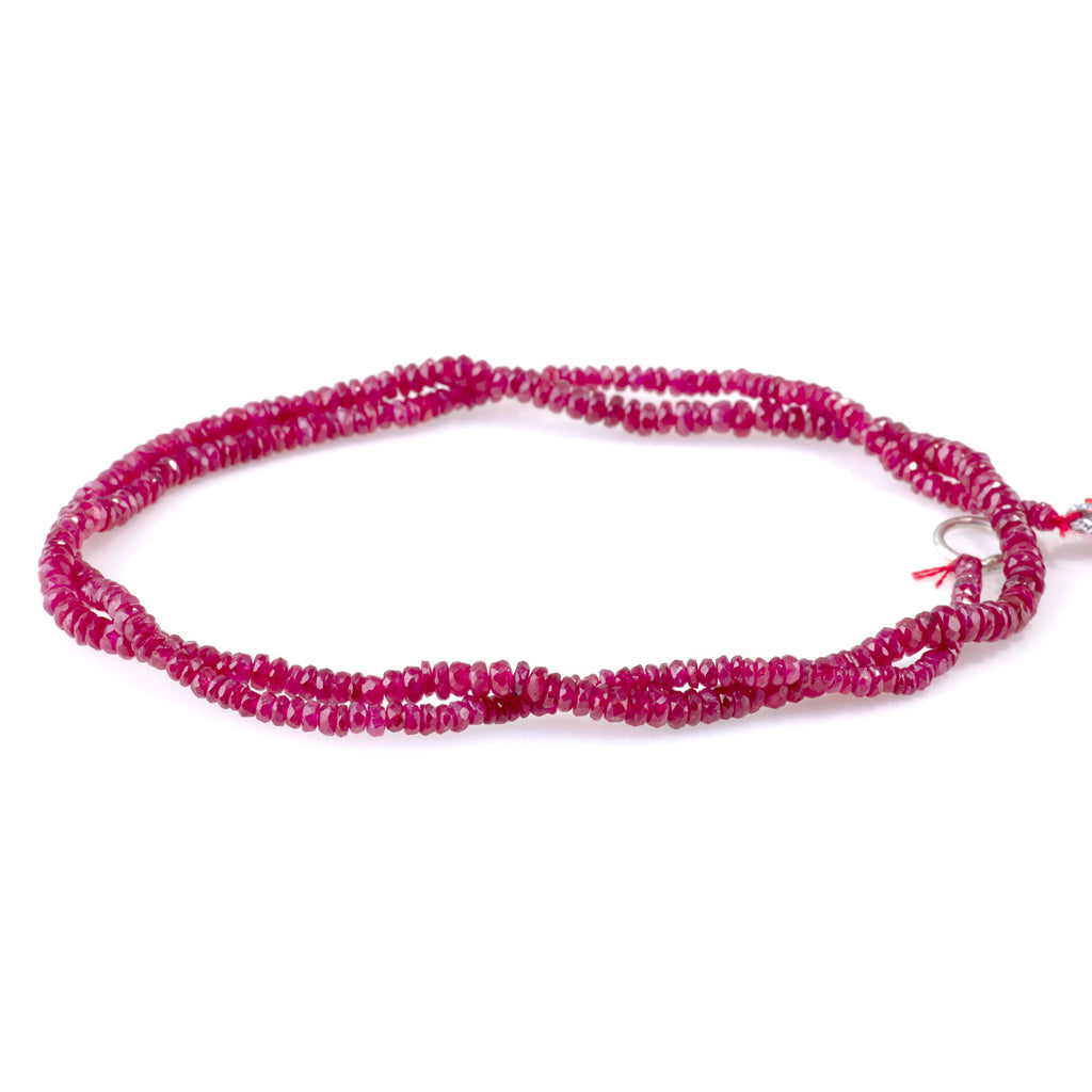 Natural Ruby Beads – 3mm Faceted Rondelle, 15–16