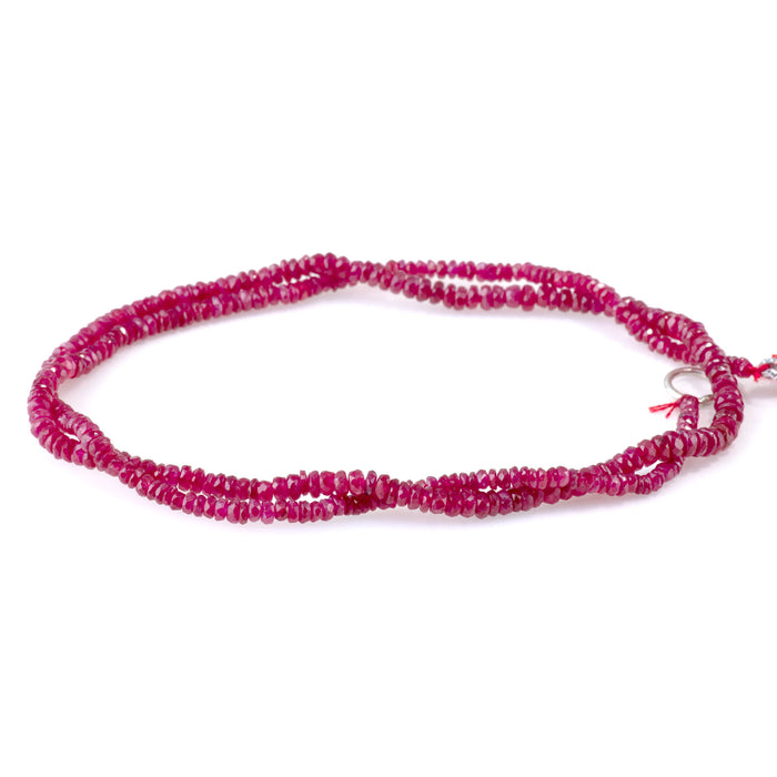 Ruby (Natural) 3mm Faceted Rondelle - 15-16 Inch