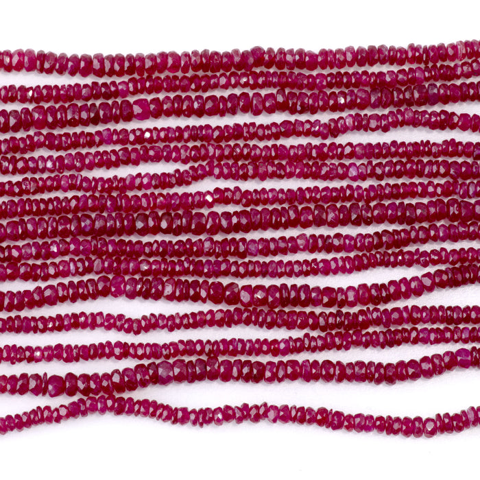 Ruby (Natural) 3mm Faceted Rondelle - 15-16 Inch
