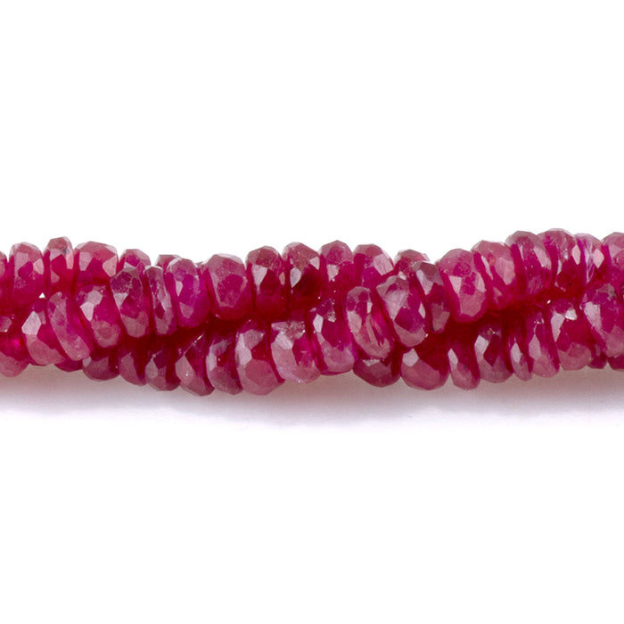Ruby (Natural) 3mm Faceted Rondelle - 15-16 Inch
