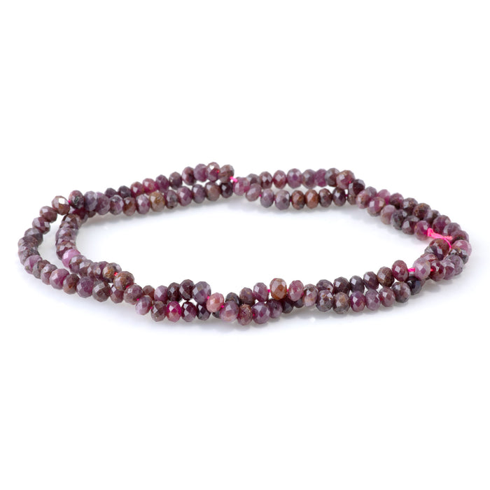 Ruby 3x4mm Faceted Rondelle - 15-16 Inch