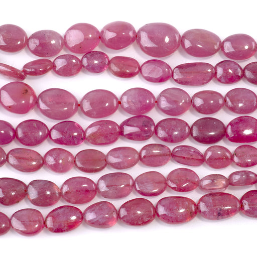 This is a Dakota Stones 4-12mm Ruby Gemstone strand with oval beads in 17 inch strand.