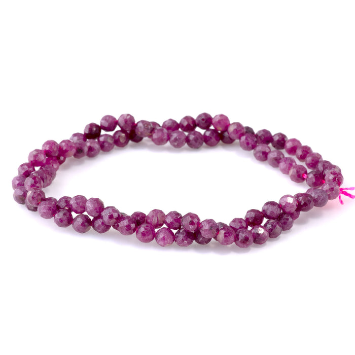 Ruby 4mm Faceted Round - 15-16 Inch