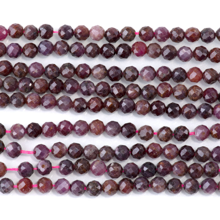 Ruby 4mm Faceted Round - 15-16 Inch