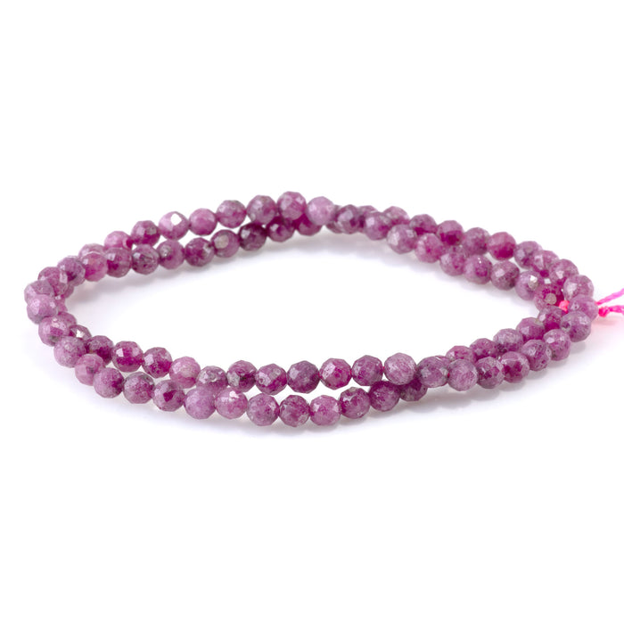 Ruby (Heated) 4mm Faceted Round - 15-16 Inch