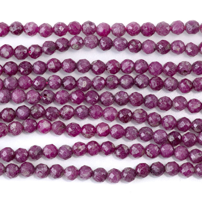 Ruby (Heated) 4mm Faceted Round - 15-16 Inch