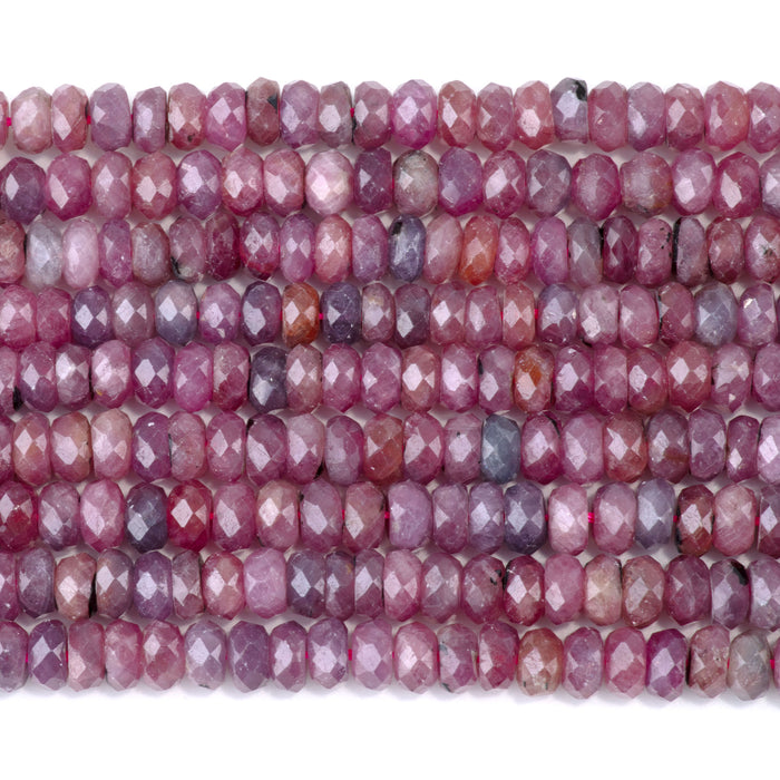Ruby 4x6mm Faceted Rondelle Beads AA Grade - 15-16 Inch