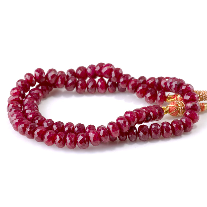 Ruby 5x8-9mm (Dyed) Red Faceted Irregular Rondelle Beads - 15-16 Inch