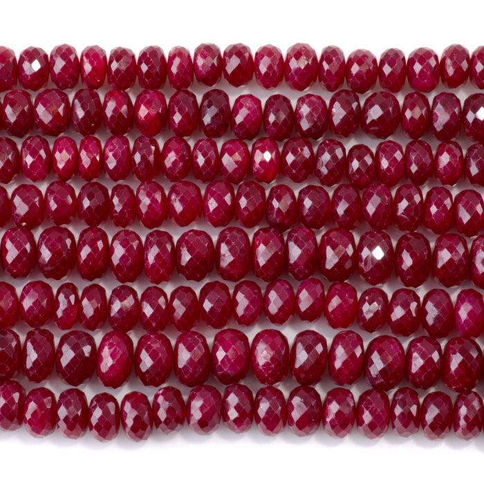 Ruby 5x8-9mm (Dyed) Red Faceted Irregular Rondelle Beads - 15-16 Inch