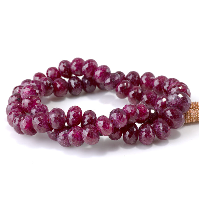 Ruby 8-9x10-12mm (Dyed) Dark Pink Faceted Irregular Rondelle Beads - 15-16 Inch