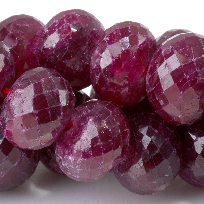 Ruby 8-9x10-12mm (Dyed) Dark Pink Faceted Irregular Rondelle Beads - 15-16 Inch