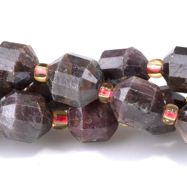 This is a Dakota Stones 8mm Ruby Energy Prism Gemstone strand of round beads in 15-16 inch strand.