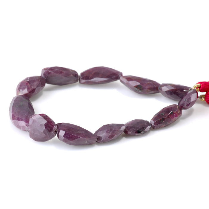 Ruby 9-15x15-22mm Dyed Faceted Irregular Nugget Beads - 7-8 Inch