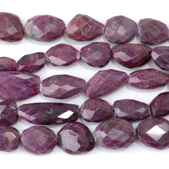 Ruby 9-15x15-22mm Dyed Faceted Irregular Nugget Beads - 7-8 Inch
