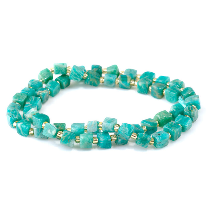 Russian Amazonite 4-5mm Irregular Cube - 15-16 Inch