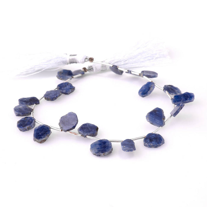 This is a Dakota Stones 10x12-13x15mm Sapphire Slice Gemstone strand with irregular beads in 8 inch strand.